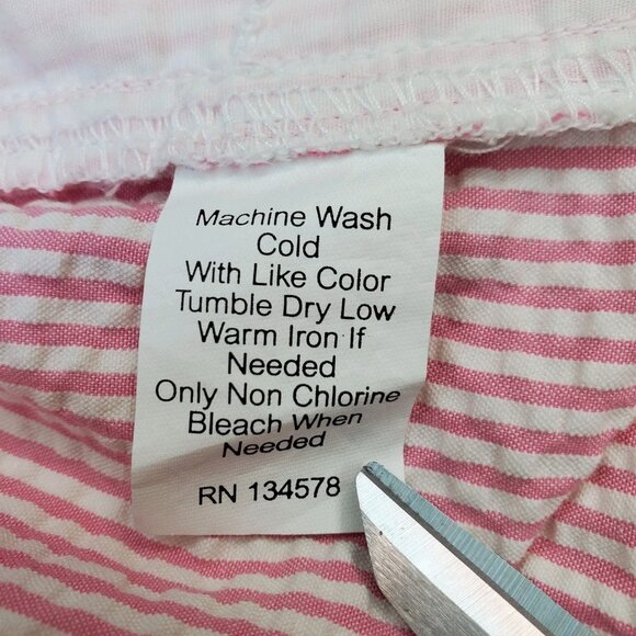 Vineyard Vines Womens Seersucker Pink White Nautical Whale Size L Beachy Preppy - Picture 6 of 14